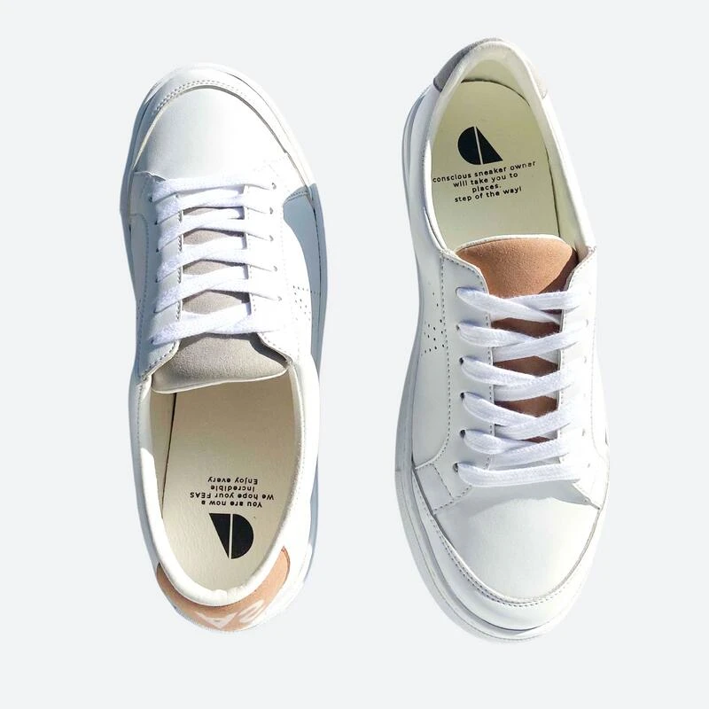Zapatillas Sostenibles Para Mujer Feas Brand Uyuni Blanco/Melocotón/Gris Caminar 2 Zapatillas Sostenibles Para Mujer Feas Brand Uyuni Blanco/Melocotón/Gris Caminar - Imagen 2